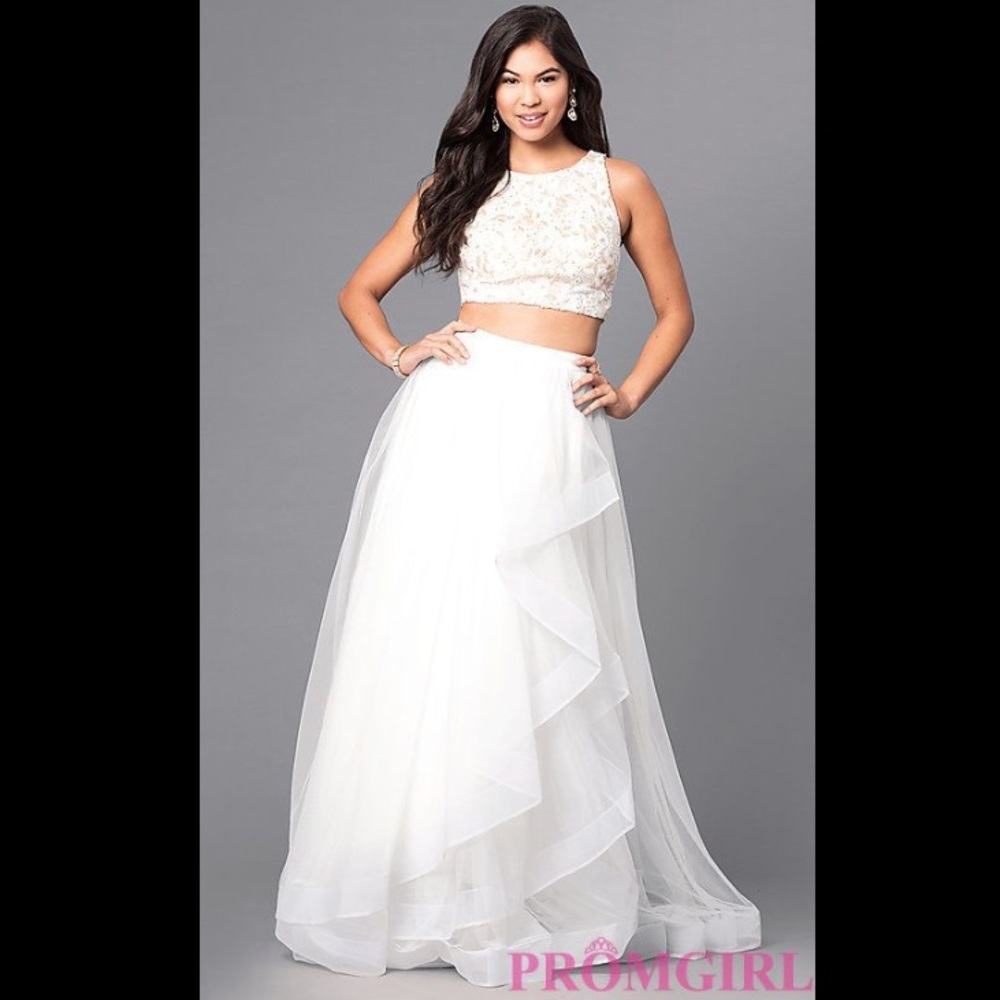 BRAND NEW Sequin Hearts long 2 piece Prom Dress